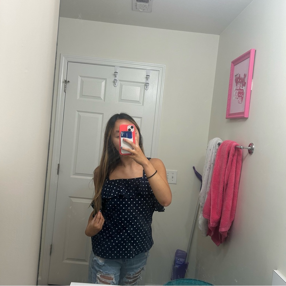 Polka Dot Navy Blue Women's Top